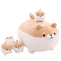 TOYSYM Shiba Inu Plush Kawaii Corgi Stuffed Animals with 4 Baby Corgi Plushies in Her Tummy, Soft Cotton Dog Plush Animal Pillow