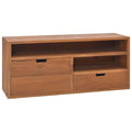vidaXL Teak Wood TV Stand - Rustic Scandinavian Style, Handcrafted with Solid Teak Wood, Storage Drawers, 35.4"x11.8"x15.7".