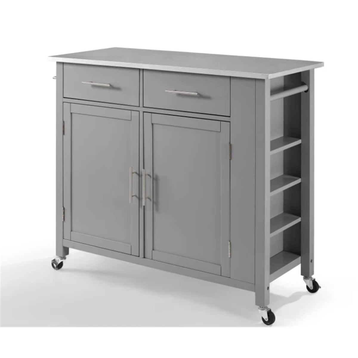 Crosley Savannah Stainless Steel Top Kitchen Island Cart In Gray