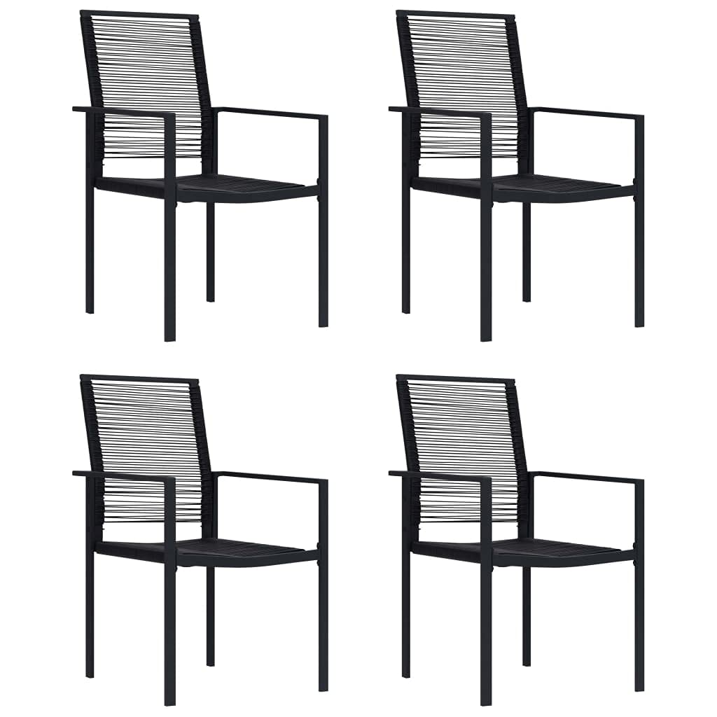 vidaXL Outdoor Garden Chairs, Set of 4, Black PVC Hollow Rattan, Heavy-Duty and Easy to Maintain with Comfortable Backrest, Ideal for Patio and Outdoor Spaces