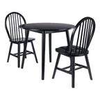 Moreno 3-Pc Drop Leaf Dining Table with Windsor Chairs - Black