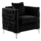 Lilola Home Bayberry Black Velvet Chair with 1 Pillow