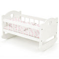 BABESIDE Wooden Baby Doll Crib for 1216 Inch Dolls, Doll Bed with Pink Heart Bedding, Doll Furniture Baby Doll Accessories for 
