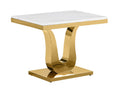 Best Quality Furniture Ct28 Sofa End Table, White/Gold
