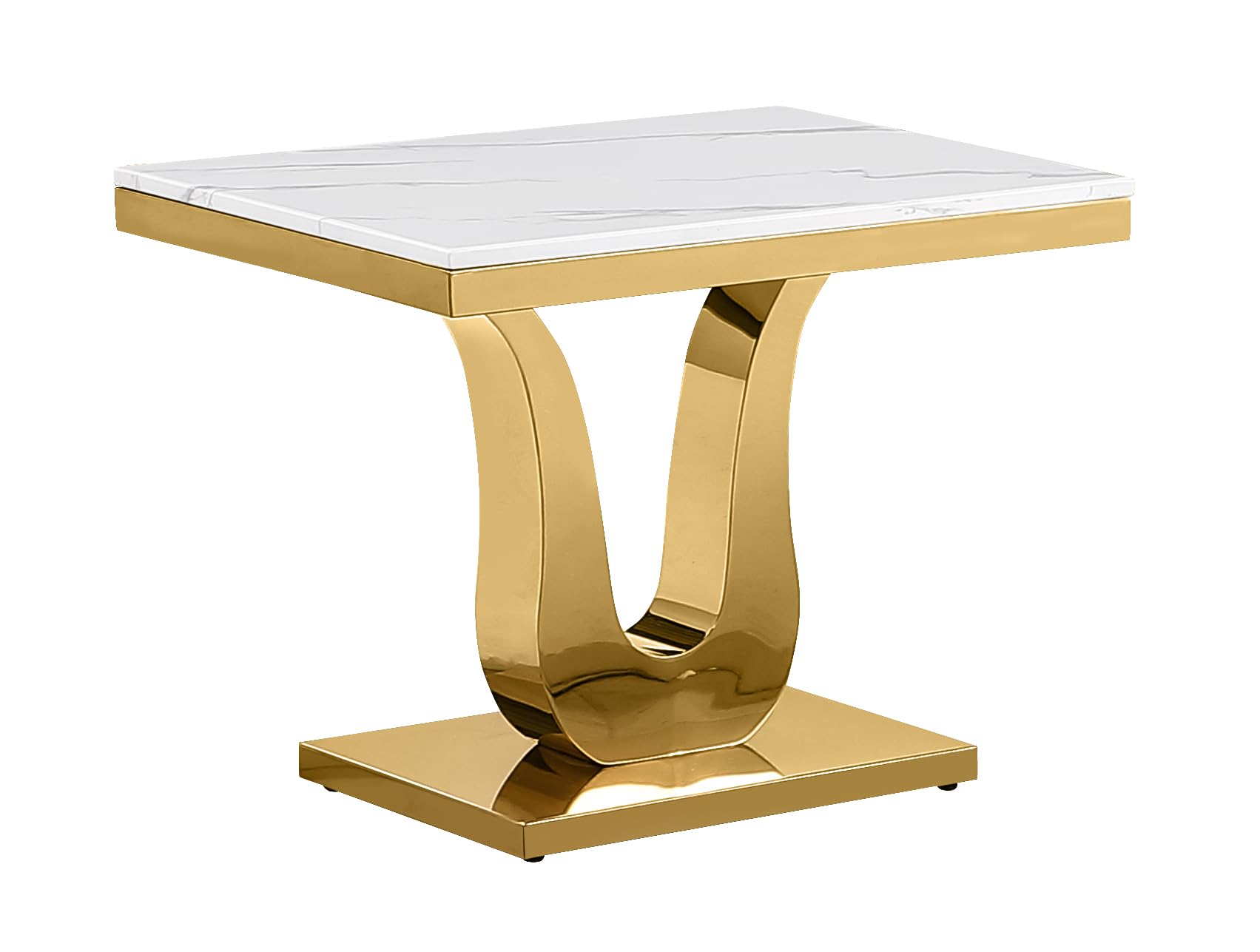 Best Quality Furniture Ct28 Sofa End Table, White/Gold