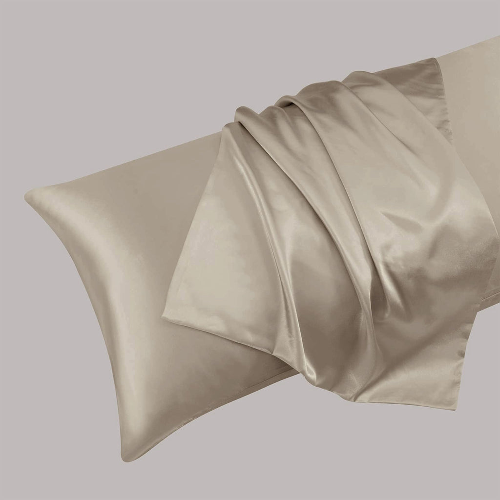 Ersmak Satin Body Pillow Cover, 20X54 Inches Sand Ultra Soft Satin Body Pillow Case For Hair And Skin, Silky Slip Cooling Long S