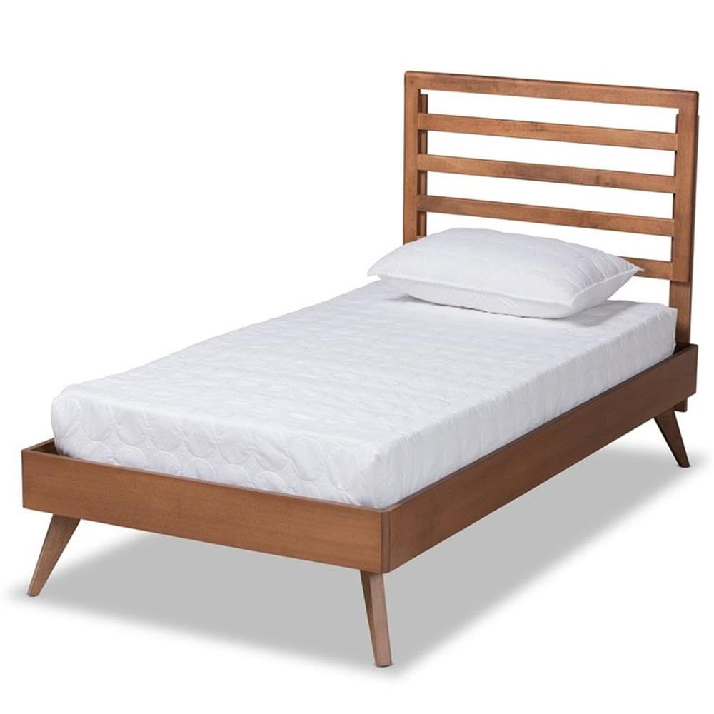 Baxton Studio Shiro Mid-Century Modern Ash Walnut Finished Wood Twin Size Platform Bed