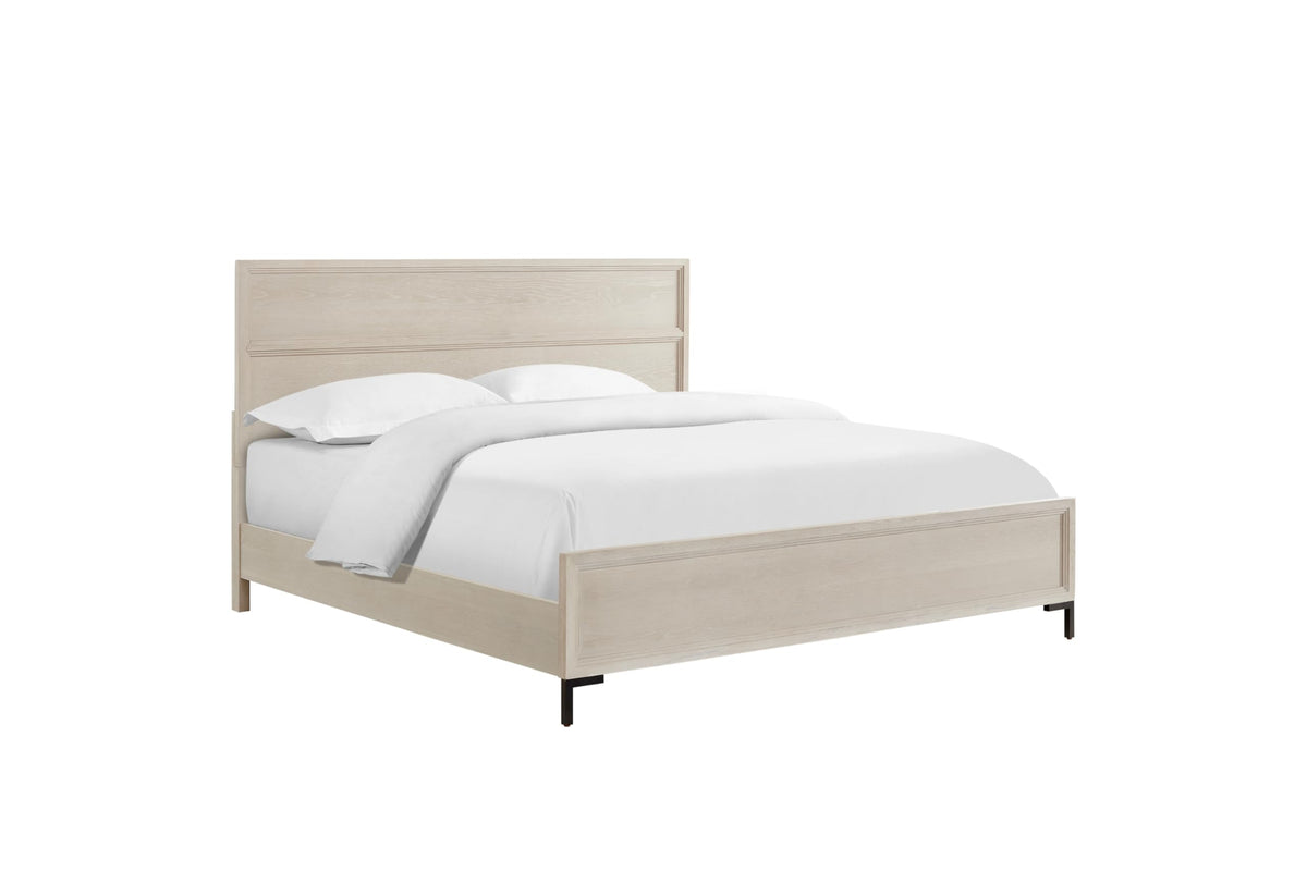 Alpine Furniture Bradley Wood Platform Bed, Antique White, Queen