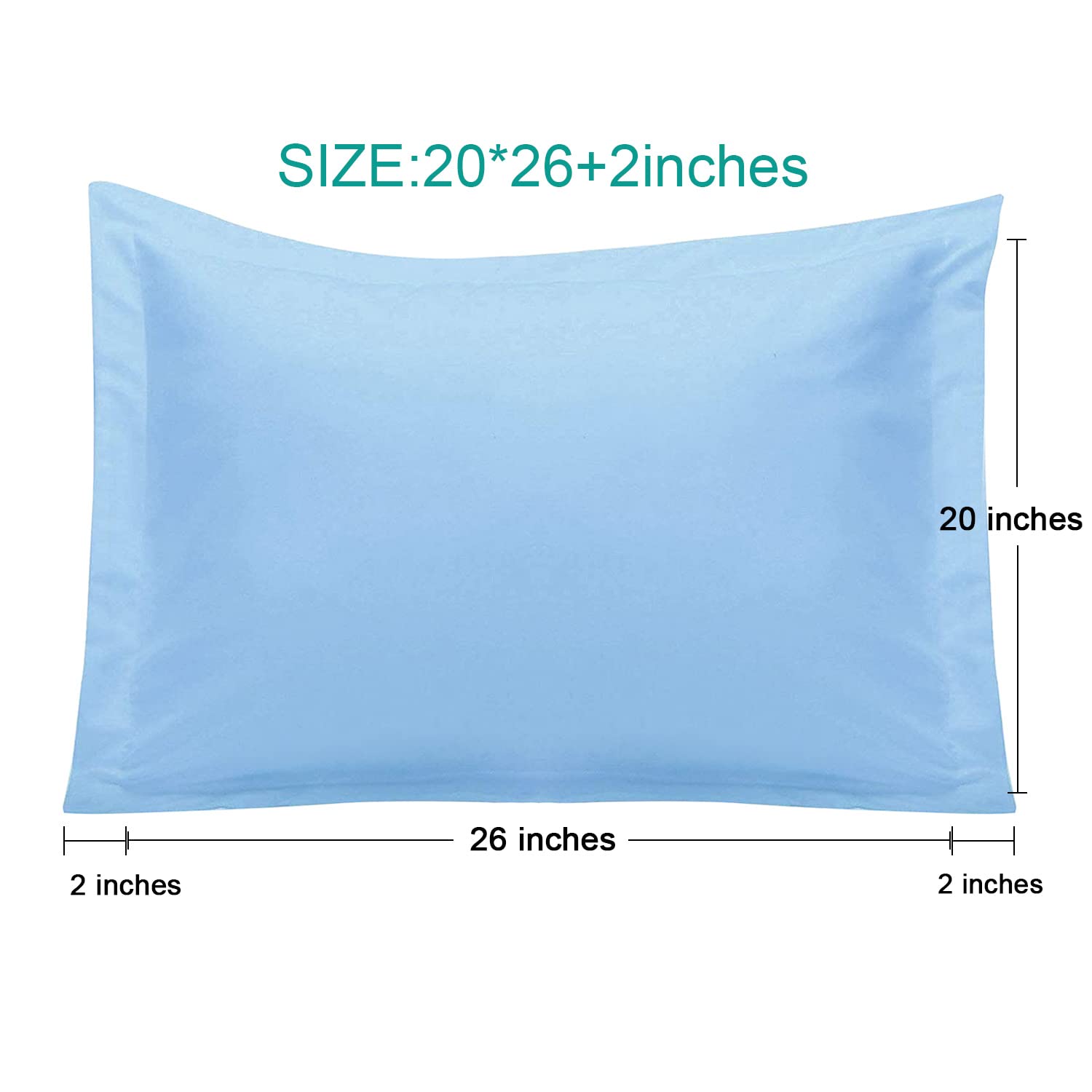 Ntbay 100% Brushed Microfiber Standard Pillow Shams Set Of 2, Super Soft And Cozy, Wrinkle, Fade, Stain Resistant 20X26 Inches Oxford Pillowcases, Sky Blue