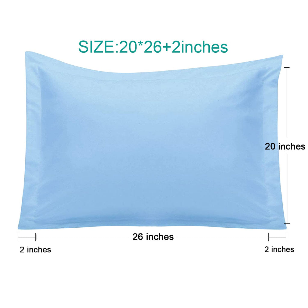 Ntbay 100% Brushed Microfiber Standard Pillow Shams Set Of 2, Super Soft And Cozy, Wrinkle, Fade, Stain Resistant 20X26 Inches Oxford Pillowcases, Sky Blue