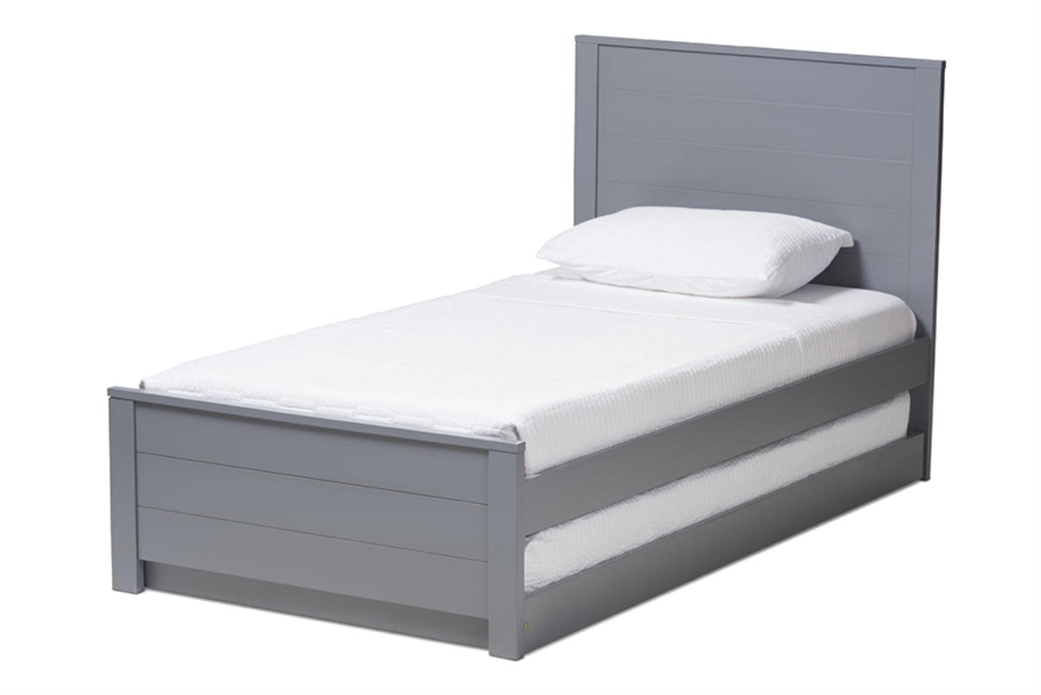 Baxton Studio Catalina Twin Platform Bed Grey/Twin//Light Wood/Mission/Rubber Wood/Poplar/LVL