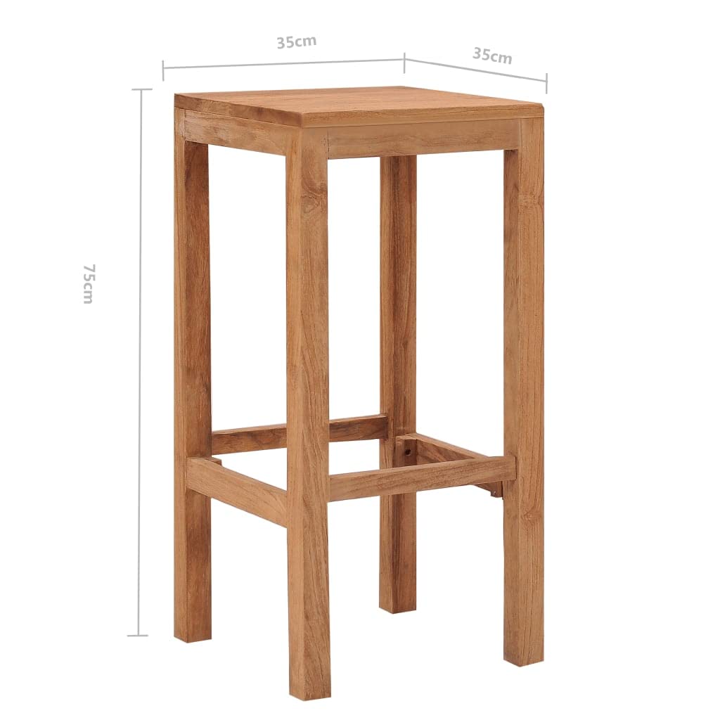vidaXL Bar Stools Set of 2 - Teak Wood, Colonial-Style Seating with Rustic Finish for Kitchen, Dining, and Living Room