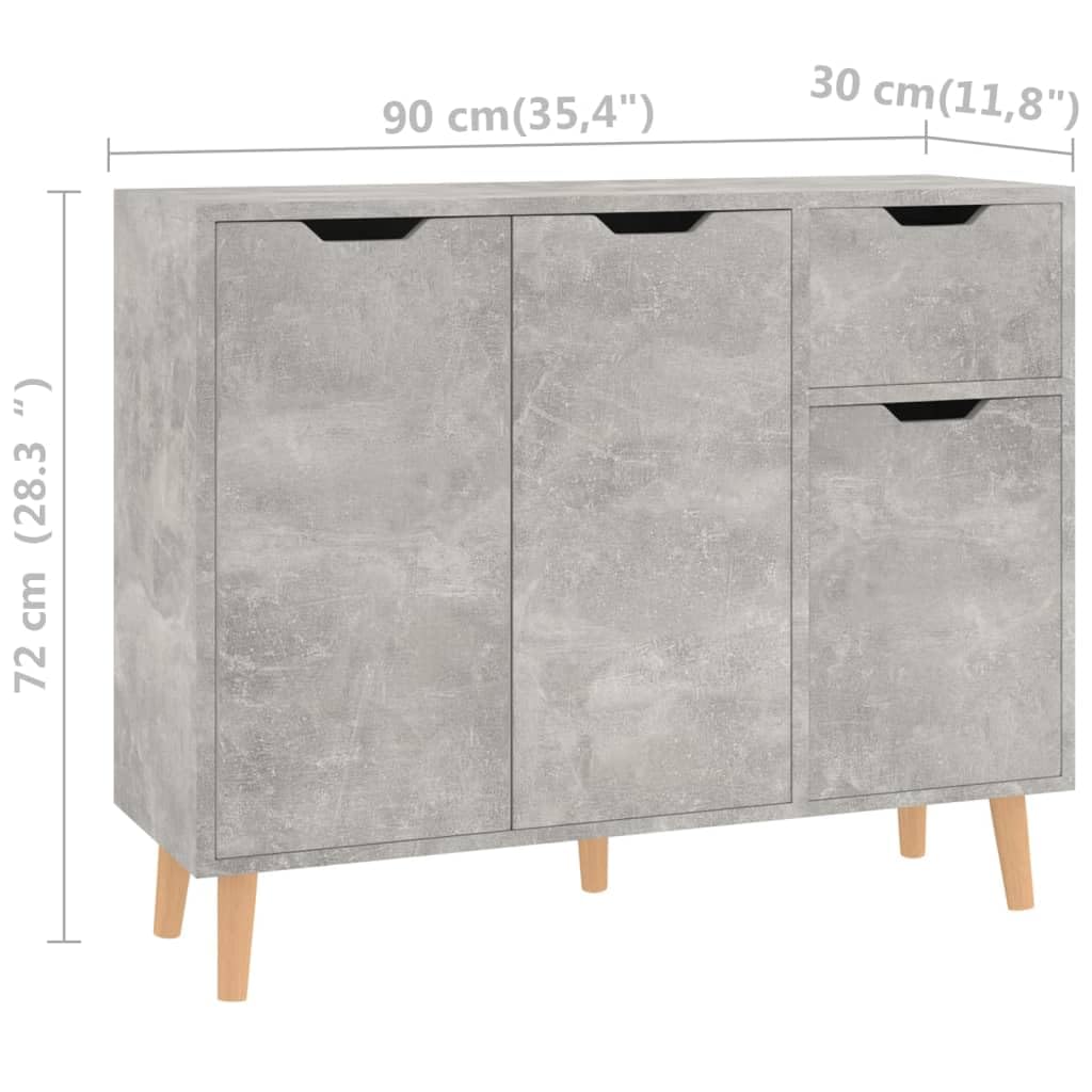 vidaXL Engineered Wood Sideboard in Elegant Concrete Gray - Spacious Storage Cupboard - Elegant Living Area Décor - Durable Quality Material - Easy Self Assembly.