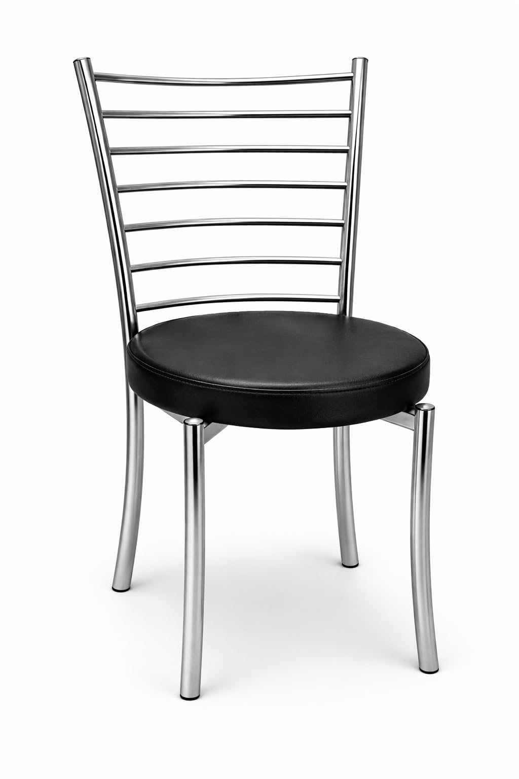Yagofy Metal Dining Chair With Black Cushioned Seat, Chrome Ladder Back, 3.285Kg