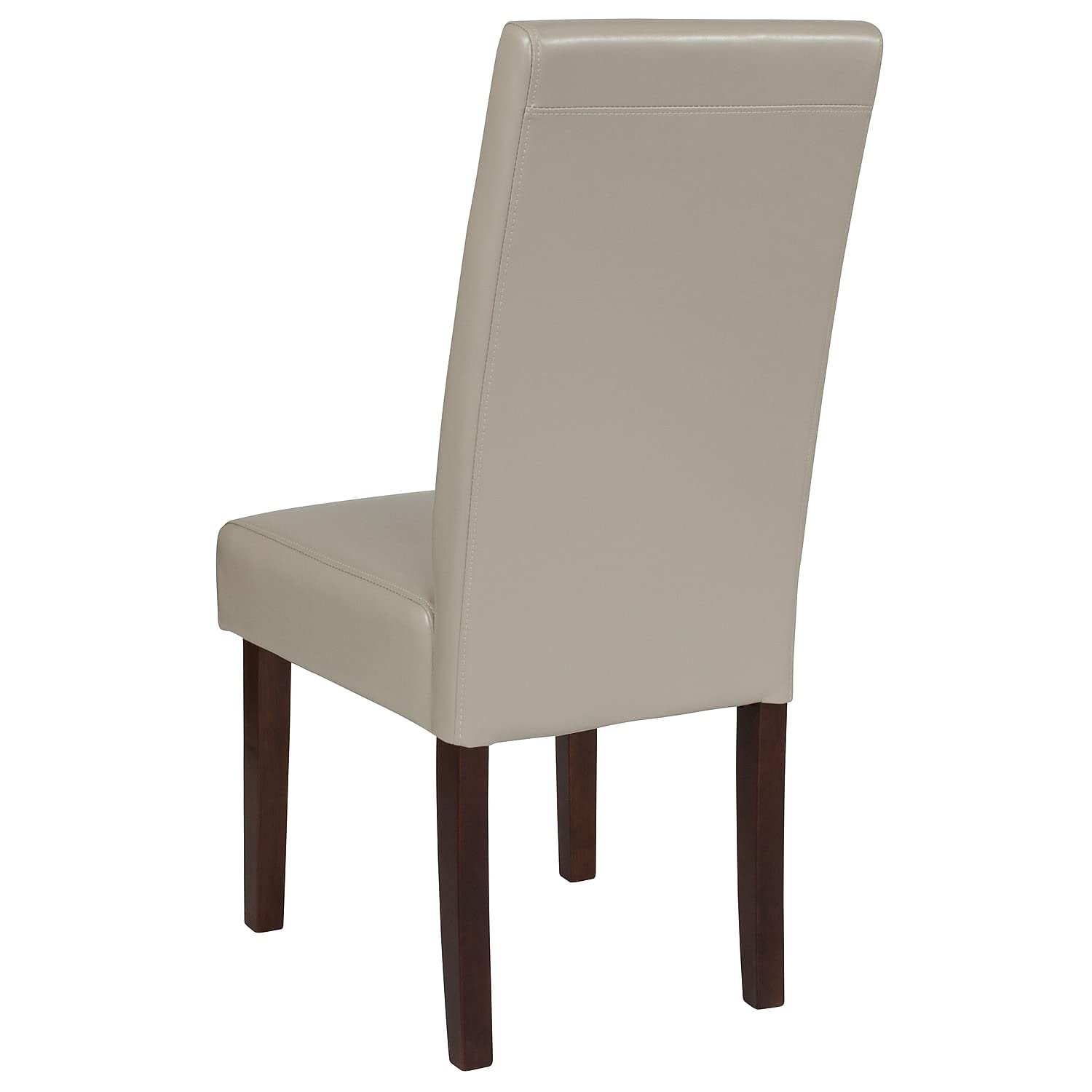 Flash Furniture Greenwich Series Beige LeatherSoft Upholstered Panel Back Mid-Century Parsons Dining Chair