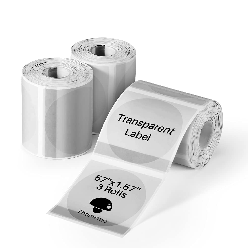 [3X180 Pcs] Circle Transparent Thermal Label Paper, Phomemo M110/M220/M120/M200/M221 Label Printer Round Label, Self-Adhesive Th