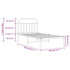 vidaXL 12 Inch White Twin XL Bed Frame with Headboard, Sturdy Metal Platform Bed Frame & Slats, Extra Under Bed Storage, No Box Spring Needed, Without Mattress