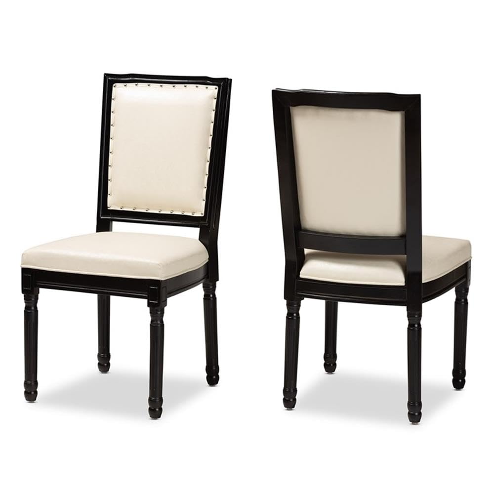 Baxton Studio Louane Beige and Black Finished Wood 2-Piece Dining Chair Set