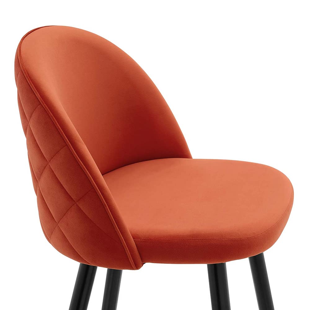 Modway Cordial Performance Velvet Dining Counter Stools in Orange - Set of 2