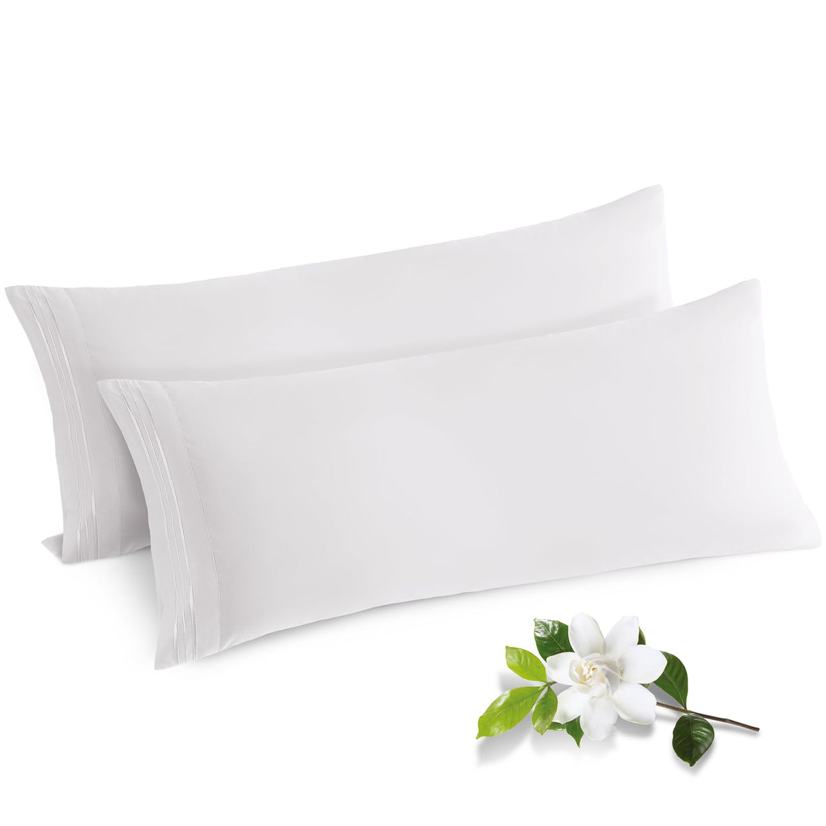 Horbaunal 2 Pack Microfiber Body Pillow Covers White Body Pillow Cases With Envelope Closure, 1800 Thread Count Soft & Shrinkage
