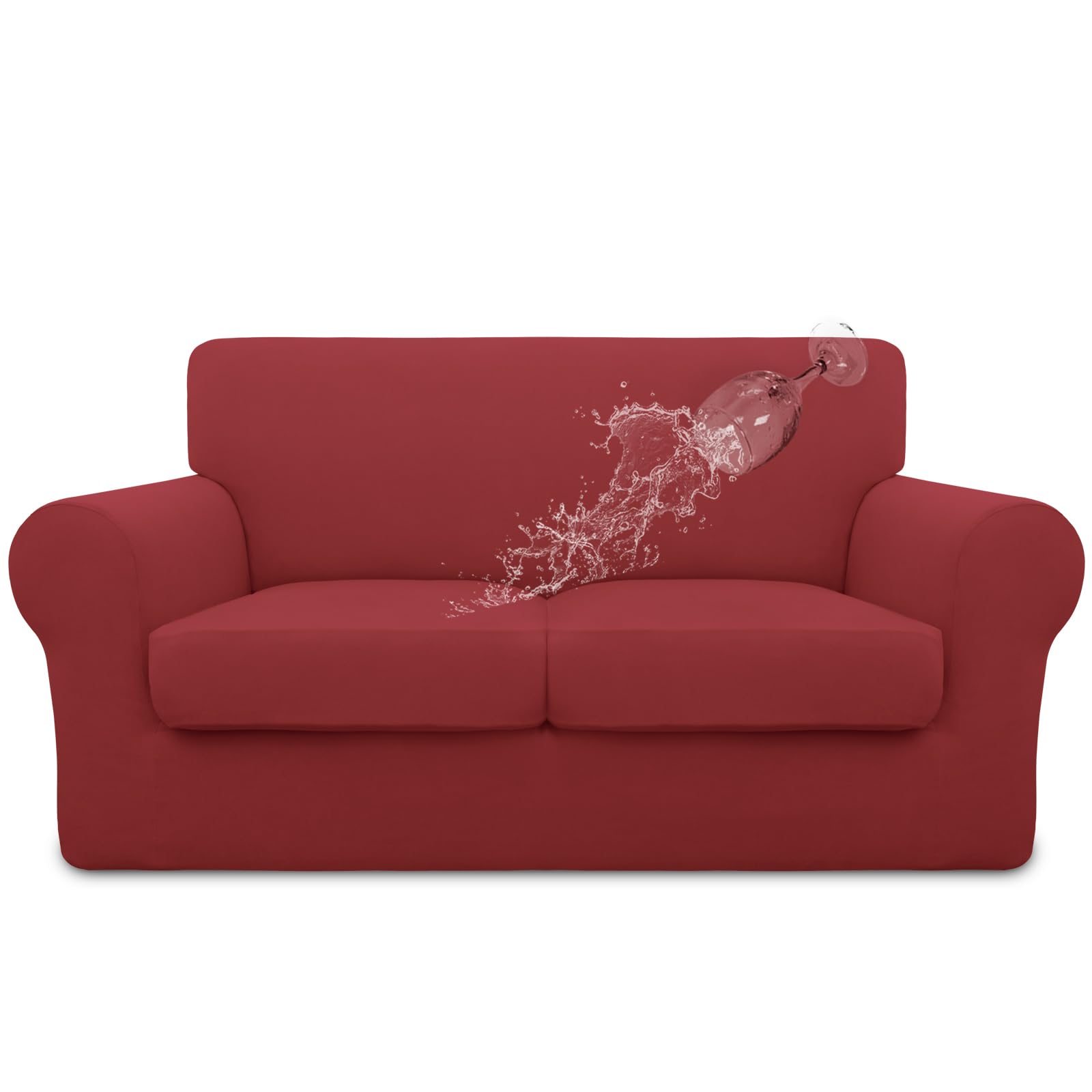 Easy-Going 100% Dual Waterproof Loveseat Cover Stretch Soft Couch Cover For Dogs, Sofa Slipcover For 2 Separate Cushion Couch Le