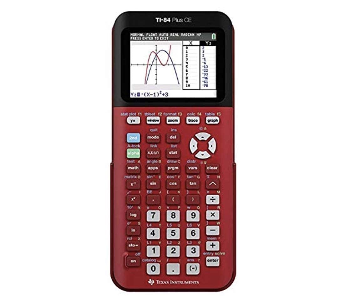 Texas Instruments Ti-84 Plus Ce Color Graphing Calculator, Radical Red