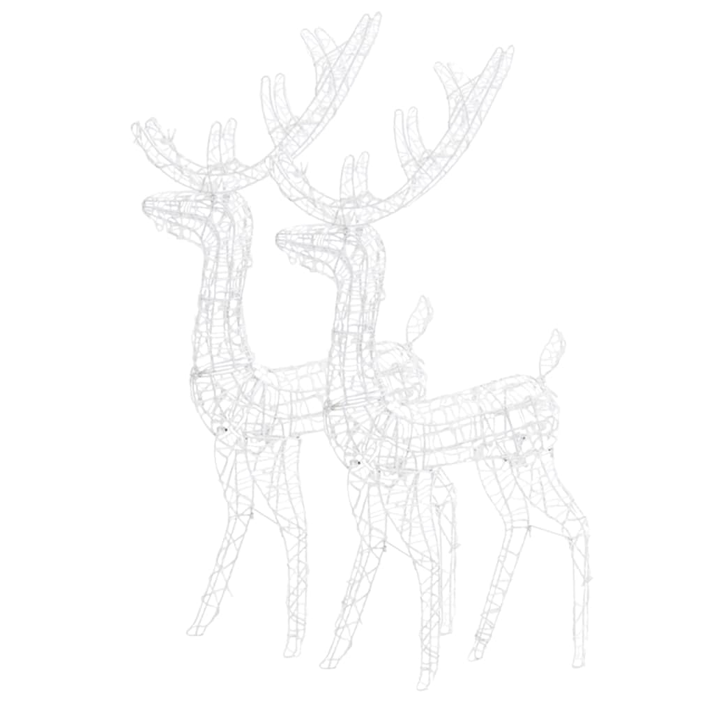 vidaXL 2-Piece Set, Pre-Lit Acrylic Reindeer Christmas Decorations, 47.2" Outdoor/Indoor Display, 140 Warm White LED Lights, 8 Lighting Modes, Weather Resistant, with USB Connection and 16.4' Exte...