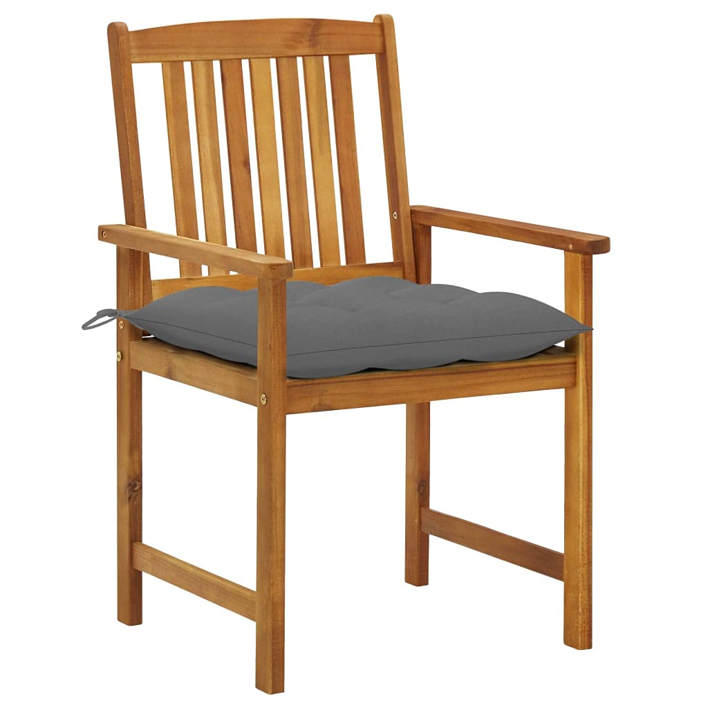 vidaXL 2-Piece Patio Chair Set with Cushions in Gray - Sturdy Solid Acacia Wood Construction - Rustic Farmhouse Style Outdoor Seating