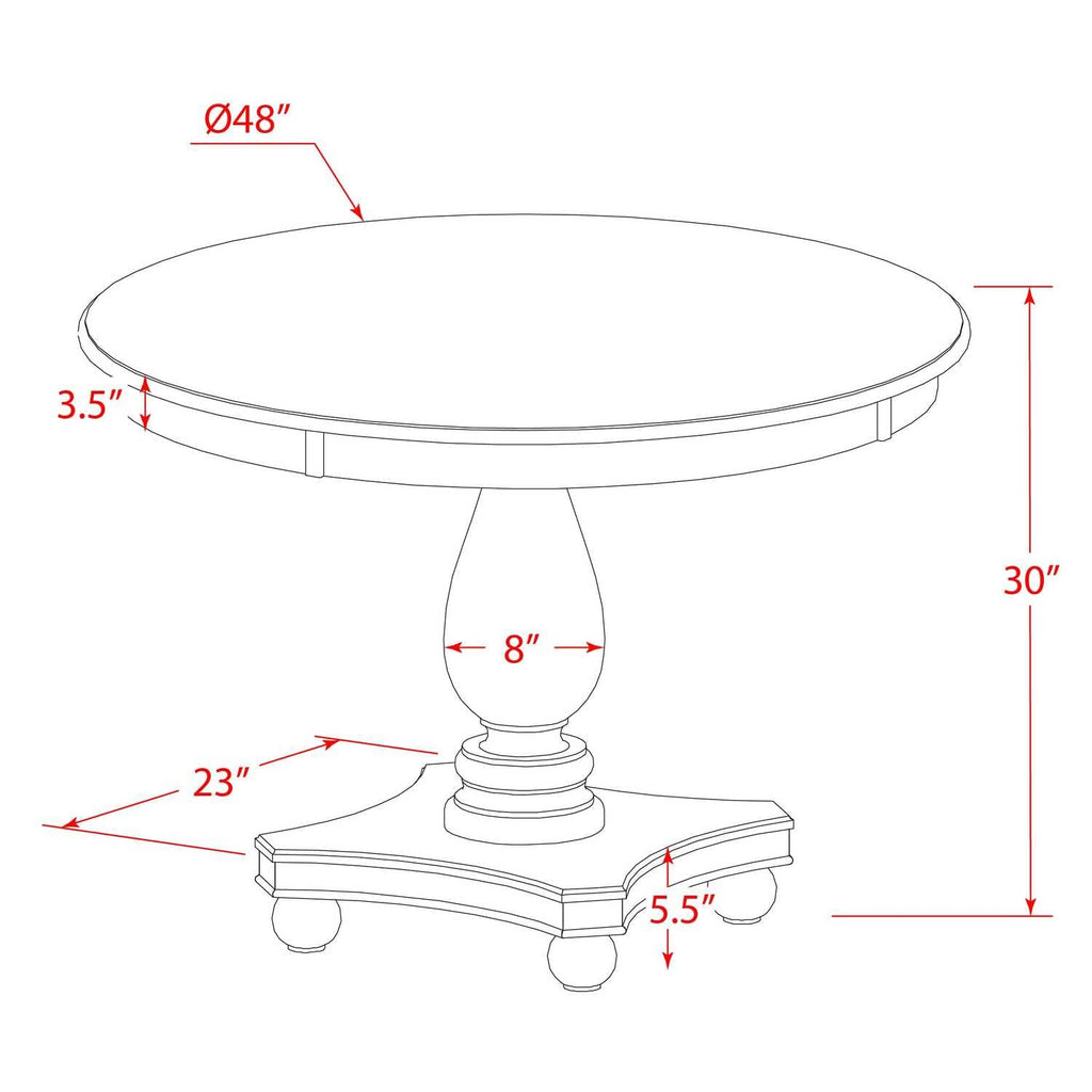East West Furniture Ferris 5 Piece Room Set Includes A Round Dining Table With Pedestal And 4 Light Beige Linen Fabric Parson Chairs, 48X48 Inch, F2Mz5-Nn-32