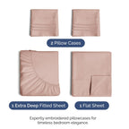 Extra Deep Pocket King Sheets - 4 Piece Breathable & Cooling Bed Sheets - Hotel Luxury Bed Sheet Set - Soft, Wrinkle Free & Comfy - Easily Fits Extra Deep Mattresses - Deep Pocket Mauve Sheets Set