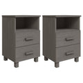 vidaXL Nightstand Set of 2 - Light Gray Pine Wood Bedside Storage Cabinets with Drawers and Open Compartment for Bedroom/Living Room