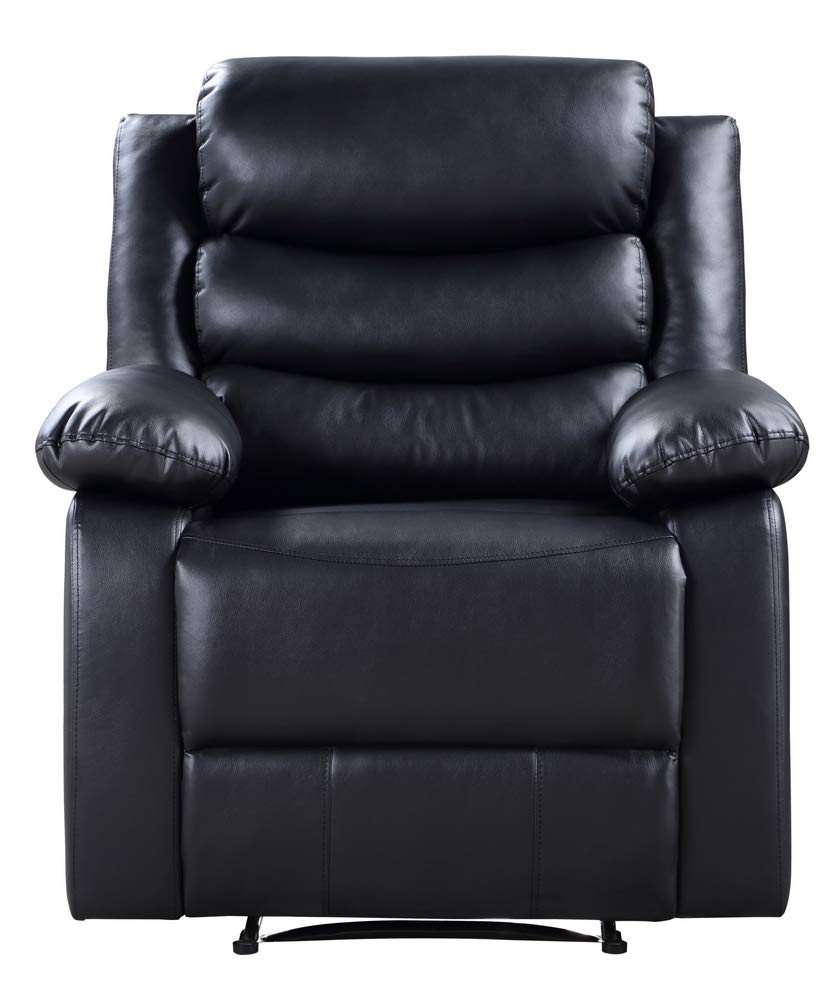 Acme Eilbra Faux Leather Power Recliner With Pillow Top Armrest In Black