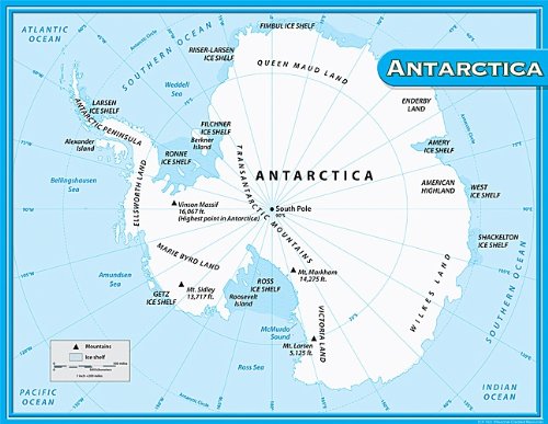 Teacher Created Resources Antarctica Map Chart, Multi Color (7651)