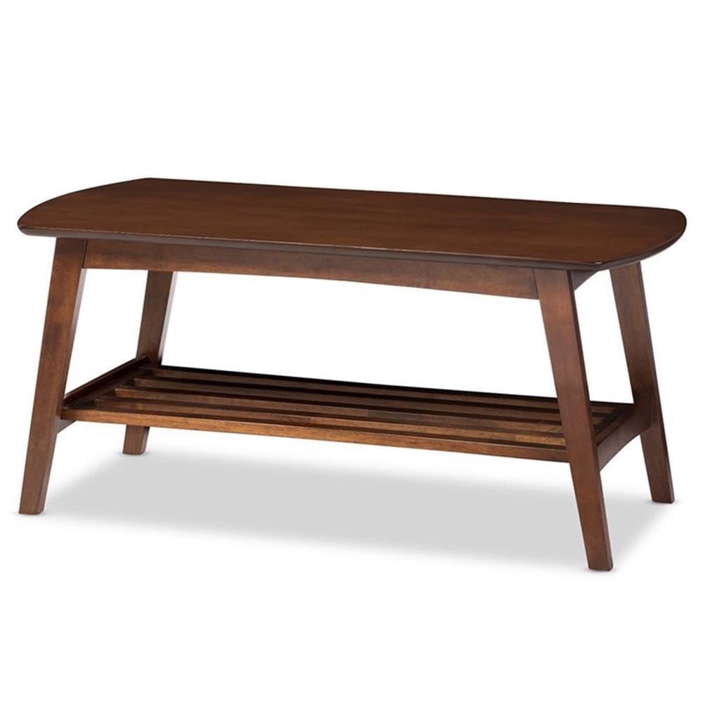 Baxton Studio Sacramento Mid-Century Modern Scandinavian Style Coffee Table, Dark Walnut