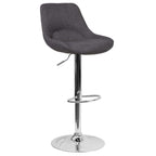 Flash Furniture Contemporary Dark Gray Fabric Adjustable Height Barstool With Chrome Base