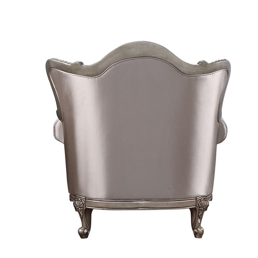Acme Jayceon Fabric Tufted Chair With 1 Pillow In Champagne Beige