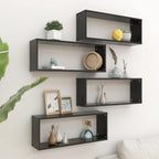 vidaXL Wall Cube Shelves 4 pcs Black 23.6"x5.9"x9.1" Engineered Wood