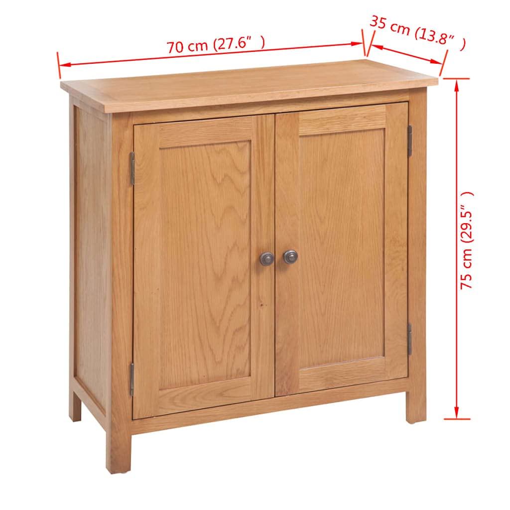 vidaXL Solid Oak Wood Sideboard with Fixed Shelf - Rustic Brown End Table Sideboard Perfect for Living Room, Dining Room, Hallway