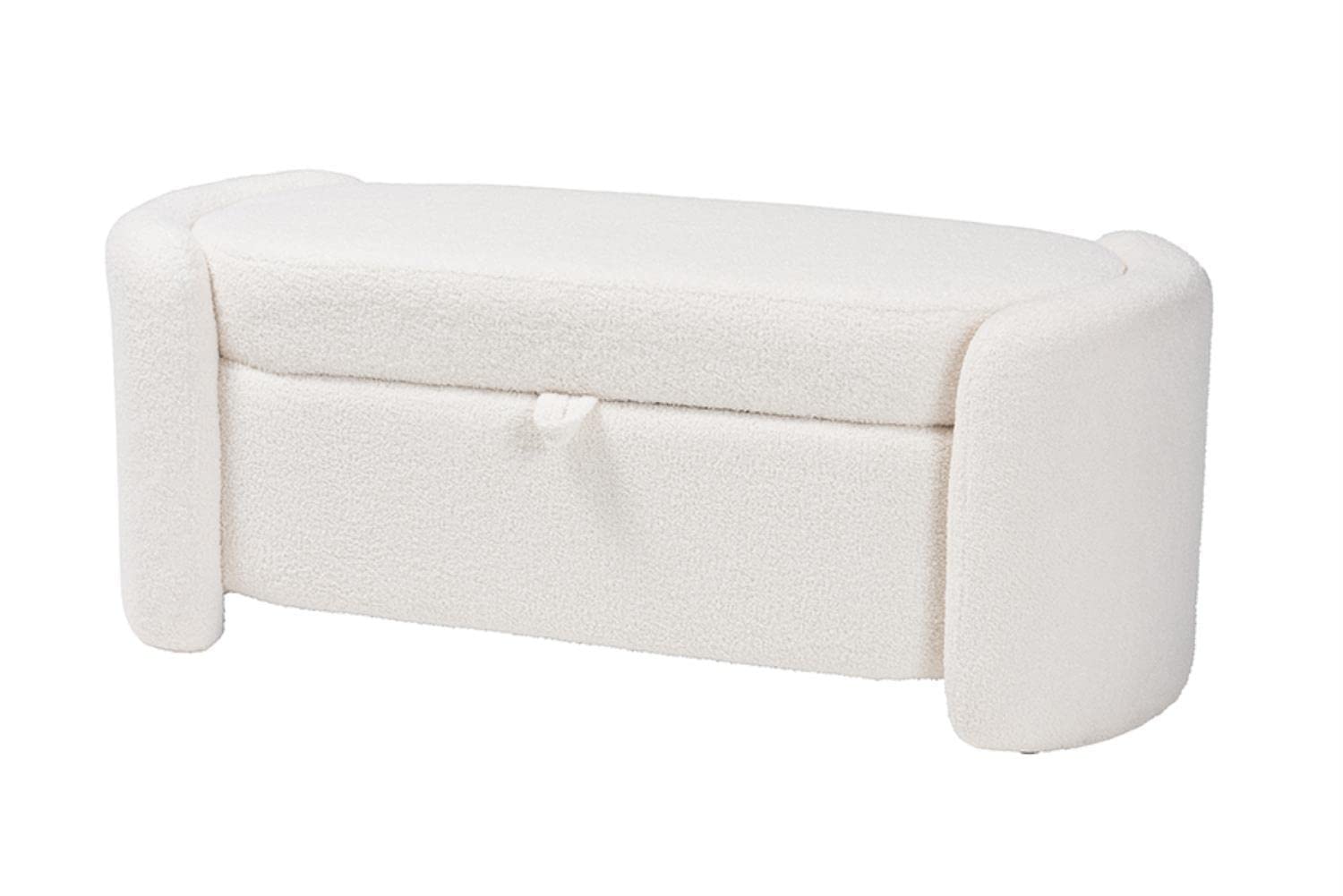Baxton Studio Oakes Ivory Boucle Upholstered Storage Bench - Thumbnail 2