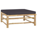 vidaXL Patio Footrest with Soft Dark Gray Cushion - Bamboo Outdoor Ottoman – Easy to Assemble | Ideal for Garden, Terrace, Patio - Lightweight & Durable | Dimensions: 25.6" x 25.6" x 11.8"