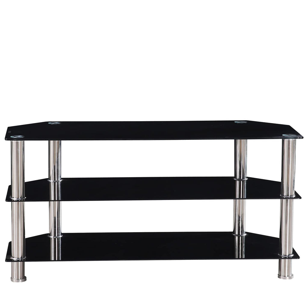 Better Home Products Adele Tempered Glass Tv Stand For 43-Inch Tv In Black
