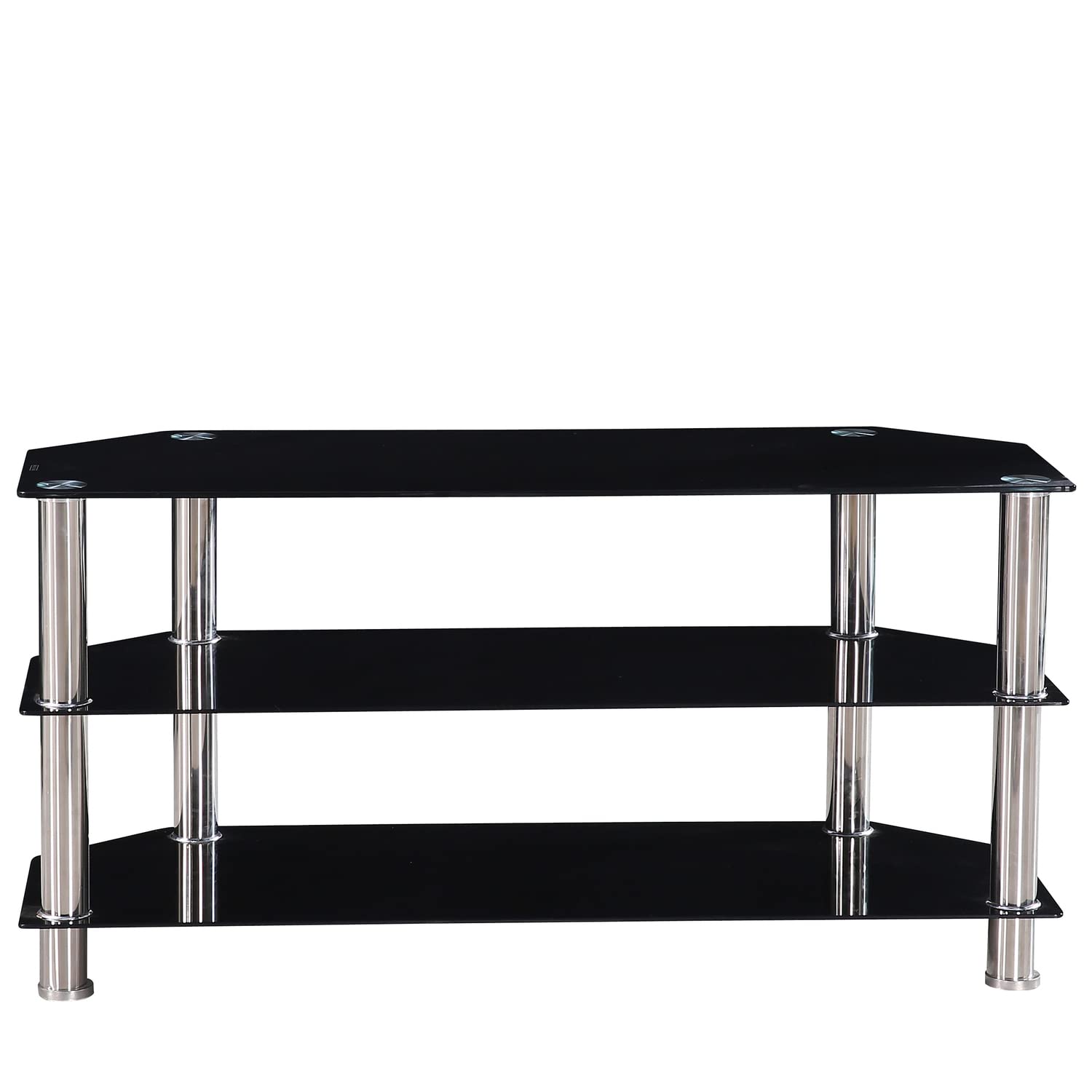 Better Home Products Adele Tempered Glass Tv Stand For 43-Inch Tv In Black