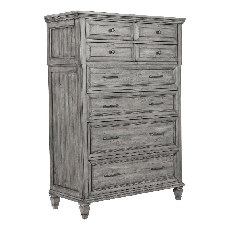 Coaster Home Furnishings Avenue Farmhouse Wood 8-Drawer Bedroom Chest of Drawers Chiffonier Clothing Storage Cabinet Bedroom Armoire Tall Dresser Organizer Unit Weathered Grey 224035