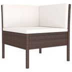 vidaXL 3-Piece Outdoor Patio Lounge Set with Cushions - Weather-Resistant PE Rattan Furniture - with Sofa and Tea Table - Sturdy Steel Frame - Brown & Cream White