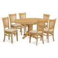 East West Furniture AVVA7-OAK-C 7 Piece Dining Table Set Consist of an Oval Dining Room Table with Butterfly Leaf and 6 Linen Fabric Upholstered Chairs, 42x60 Inch, Oak