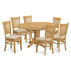 East West Furniture AVVA7-OAK-C 7 Piece Dining Table Set Consist of an Oval Dining Room Table with Butterfly Leaf and 6 Linen Fabric Upholstered Chairs, 42x60 Inch, Oak