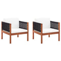 vidaXL Solid Acacia Wood Patio Chairs with Rope Design & Cushioned Seats - Set of Two Perfect for Outdoor Living Space