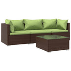 vidaXL Brown Patio Furniture - Green Cushion - 3 Seats with Table