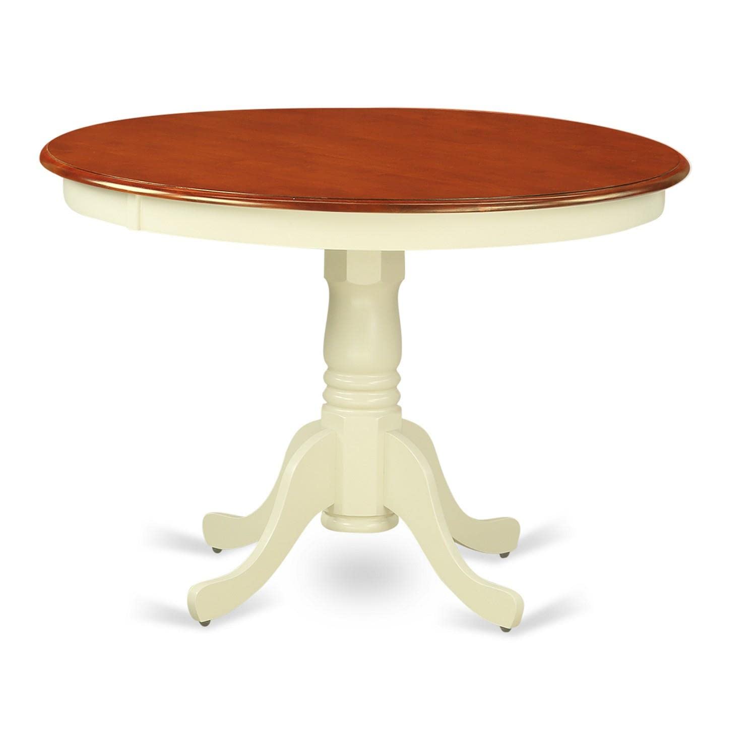 East West Furniture HLKE5-BMK-W 5 Piece Kitchen Table Set for 4 Includes a Round Dining Table with Pedestal and 4 Dining Room Chairs, 42x42 Inch, Buttermilk & Cherry