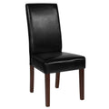 Flash Furniture Greenwich Series Black Leathersoft Upholstered Panel Back Mid-Century Parsons Dining Chair